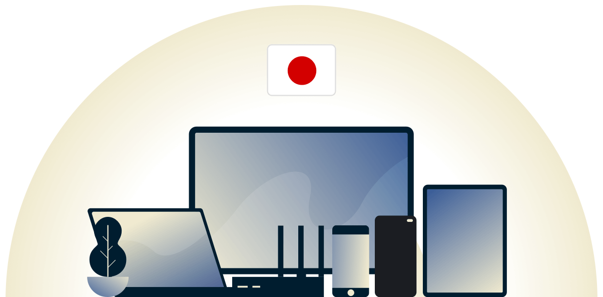 Japan VPN beskytter en rekke enheter.